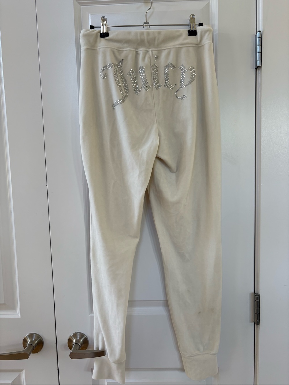 Juicy Couture Cream Velour Joggers Sweatpants McBling Y2K